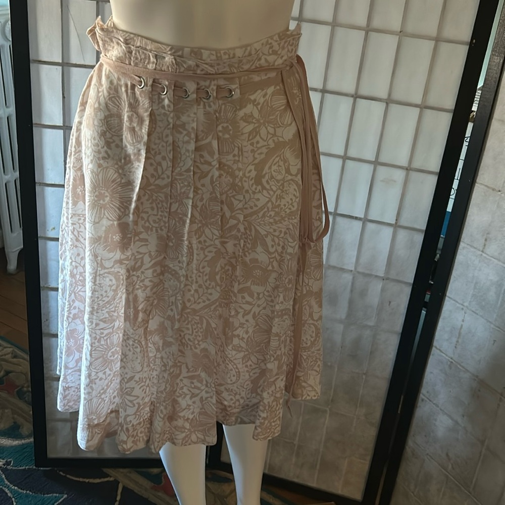 Phillip Adec pink and white skirt with grommets